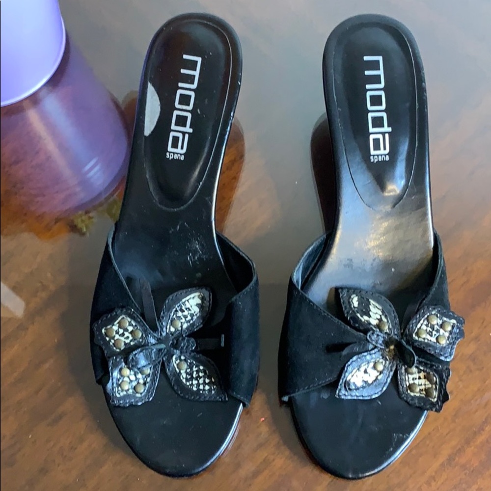 Moda Spana Suede Wedge Embellished Heels